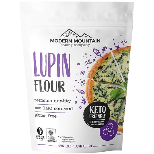 Lupin Flour (3 lb) Low-Carb Flour, 1g Net Carbs Per Serving, Improve Keto-Friendly Baked Goods, High in Protein and Fiber, Keto, Gluten-Free, Non-GMO Sourced