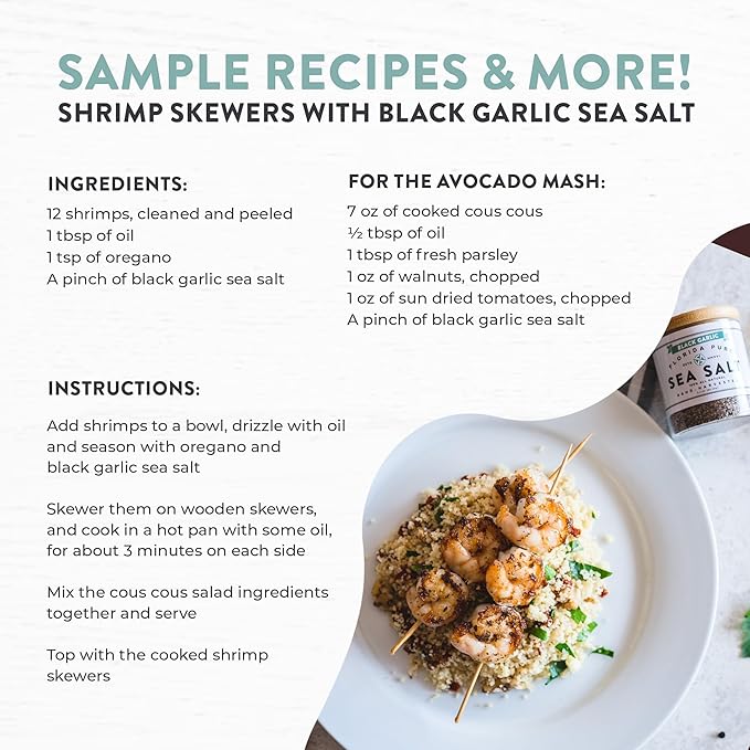 FLORIDA PURE Black Garlic Sea Salt - 80+ Mineral Sea Salt, Natural, Unrefined, Non Iodized - for Baking, Cooking, Seasoning & Enhancing Taste - Rich in Taste Flaky Sea Salt (2.3 oz Jar)