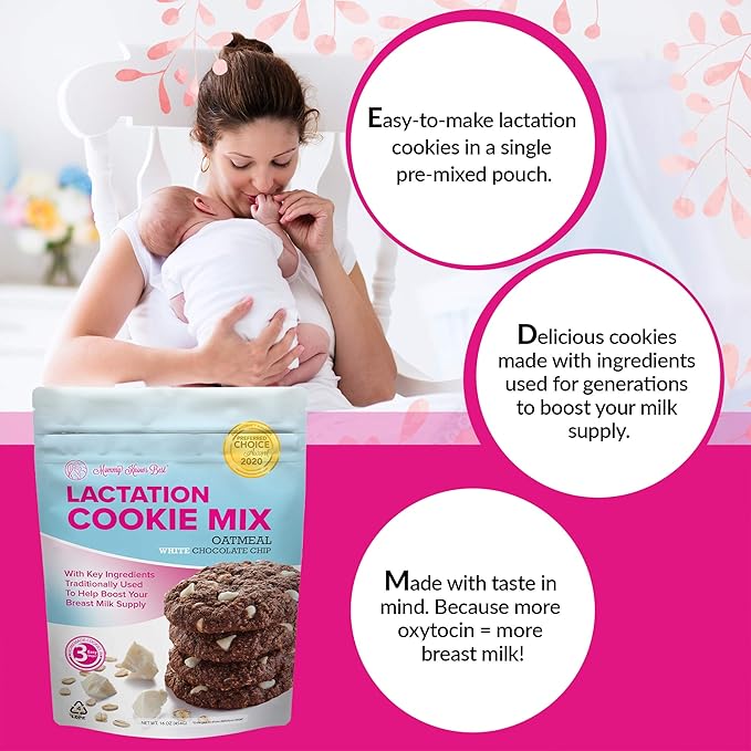 Lactation Cookies Mix - Oatmeal Breastfeeding Cookie Supplement Support for Breast Milk Supply Increase (White Chocolate Chip, 1 Pound (Pack of 1))