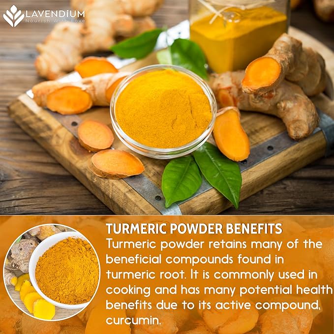 20oz (1.25 lbs) Turmeric Powder, 100% Natural & Pure, Ground, Seasoning Root Powder, No Additives, No Gluten, Vegan.