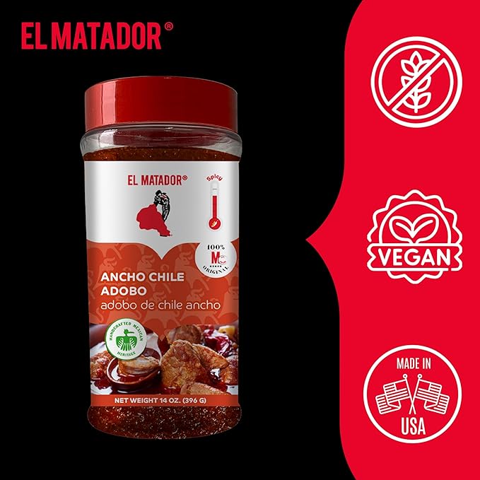 El Matador Ancho Chile Adobo, Authentic Mexican Marinade, & Seasoning, 14 oz