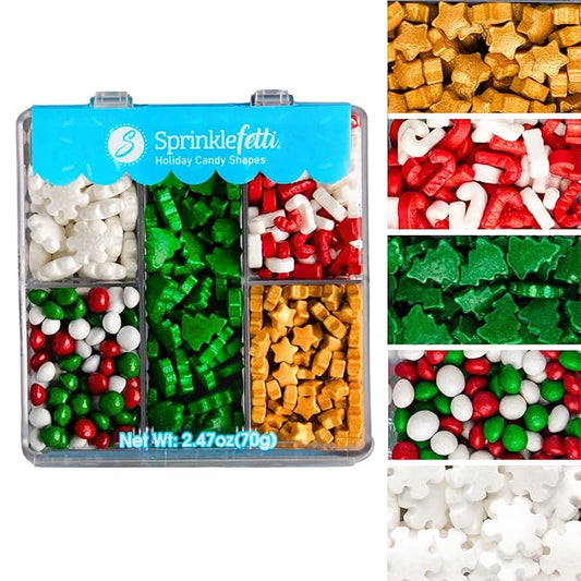 Sweets Indeed Candy Tacklebox, Assorted Variety, Perfect for Cake Decorations, Baking, Ice Cream, Cookies, Cupcake Topper, 2.53 oz (Holiday)