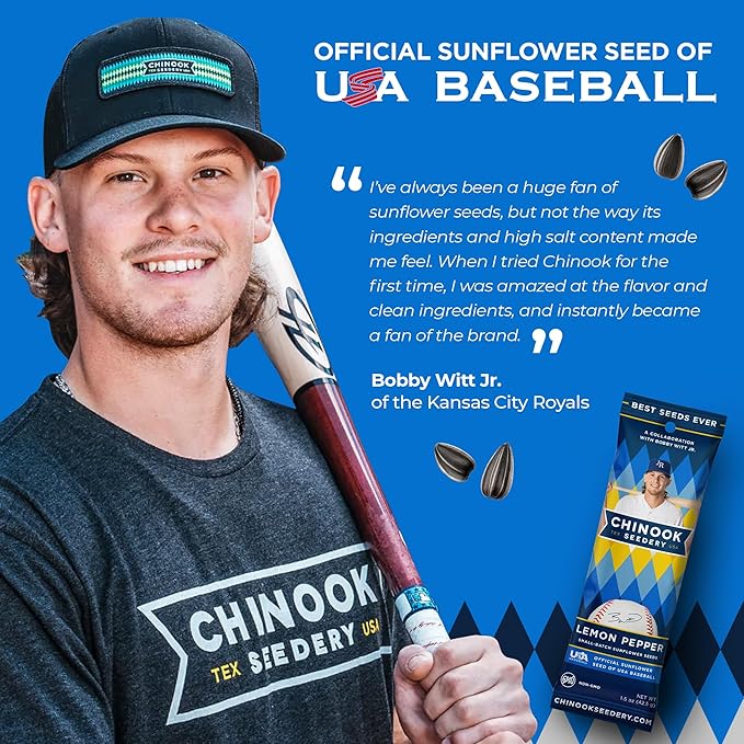 Chinook Seedery Roasted Sunflower Seeds to Eat - 1.5 oz (Pack of 36) Lemon Pepper - Jumbo Low Sodium Sunflower Seeds Keto Snacks - Adventure, Baseball, School Snacks - Gluten Free, Non GMO Snacks