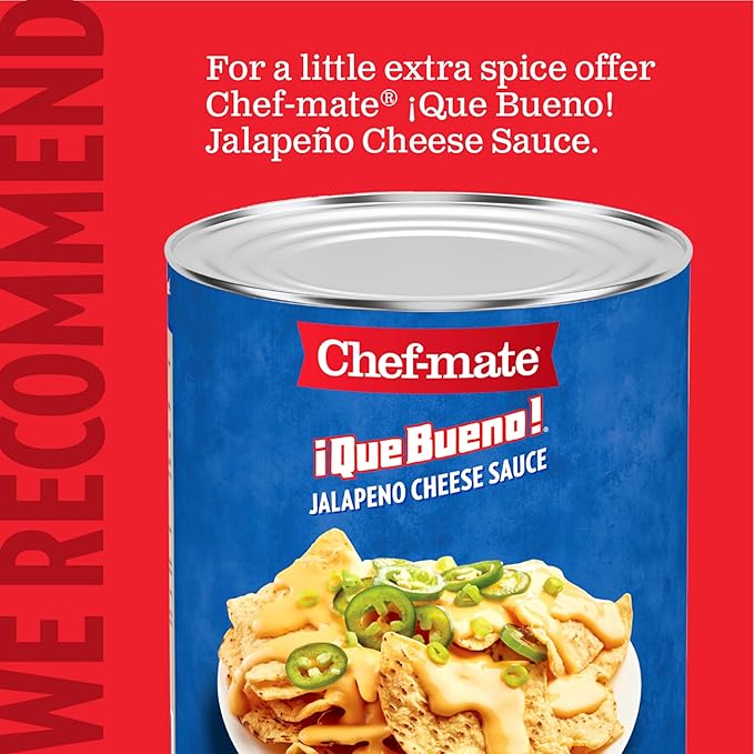 Chef-mate Que Bueno White Queso and Nacho Cheese Sauce, Canned Food, 6 lb. 10 oz (#10 Bulk Can)