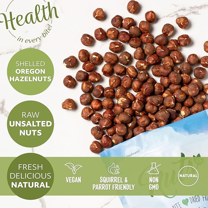 NUTS U.S. - Oregon Hazelnuts (Filberts) | Raw and Unsalted | Steam Pasteurized and NON-GMO | No Shell - Just Kernels | JUMBO SIZE | Packed in Resealable Bags!!! (1 LB)