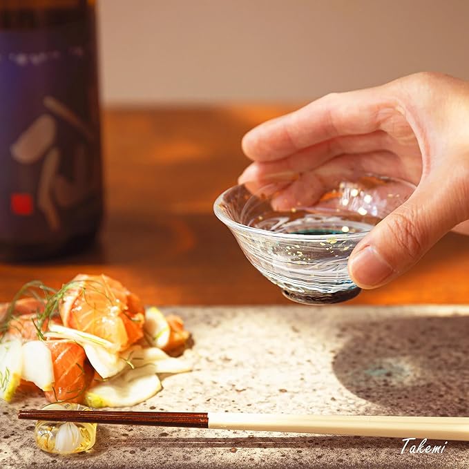 Japanese sake glass Handcrafted Mini Glass Set Elegant Japanese Sake Cups Perfect for Any Occasion Made in Japan (Sakura and Early summer, Sake Glass (2.5 fl oz))