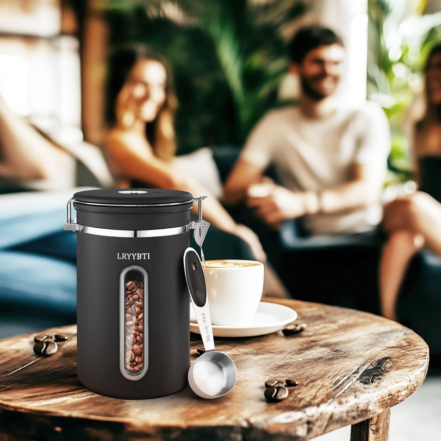 LRYYBTI Coffee Canisters with Window,Airtight Coffee Container，22oz