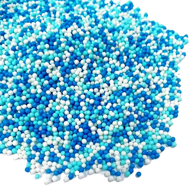 Sentovac Blue and White Nonpareils Sprinkles Edible 2mm Mini Peals Sprinkle for Cake Decorating Sugar Candy Cookie Cupcake Topper Baking Decorations Halloween Christmas Baby Shower Supplies