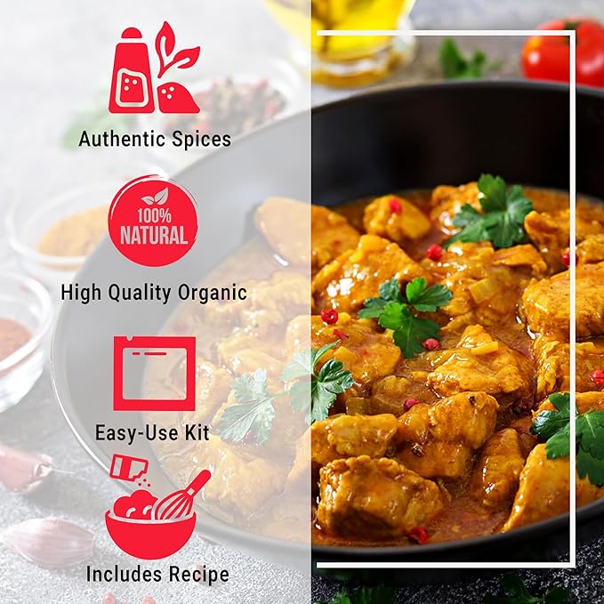 BUTTER CHICKEN MAKHANI INDIAN SPICEs Kit by Flavor Temptations | Home Cook Authentic Indian food with Beginner Seasoning Set | Gluten Free, Salt Free, All Natural, Organic spices (1 Spice Kit)