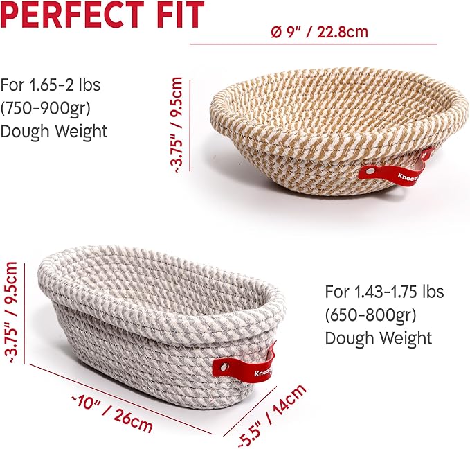 Sourdough Starter Kit ??34oz Starter Jar, 2 Cotton Rope Banneton Proofing Baskets, Magnetic Bread Lame for Scoring ??Gift for Bakers & Complete Sourdough Bread Baking Set