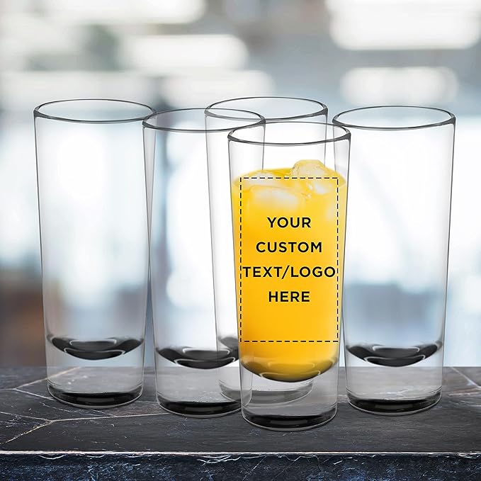 Custom Cordial Shooter Shot Glasses 2 oz. Set of 10, Personalized Bulk Pack - Great for Birthdays, Parties, Indoor & Outdoor Events - Black