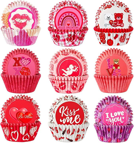 SANNIX 450pcs Valentine's Day Cupcake Liners, Red Pink Love Baking Cups Cupcake Wrappers Paper Wraps Muffin Liners for Valentines Day Wedding Birthday Party Candy Cake Decorations Supplies
