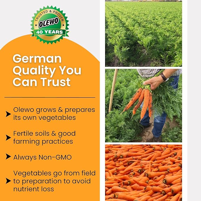 Olewo Original Carrots for Dogs ??Fiber for Perfect Poop, Dehydrated Dog Food Toppers for Picky Eaters, Natural Skin & Coat Support, Multivitamin, Probiotics for Digestive & Gut Health, 2.2 lbs