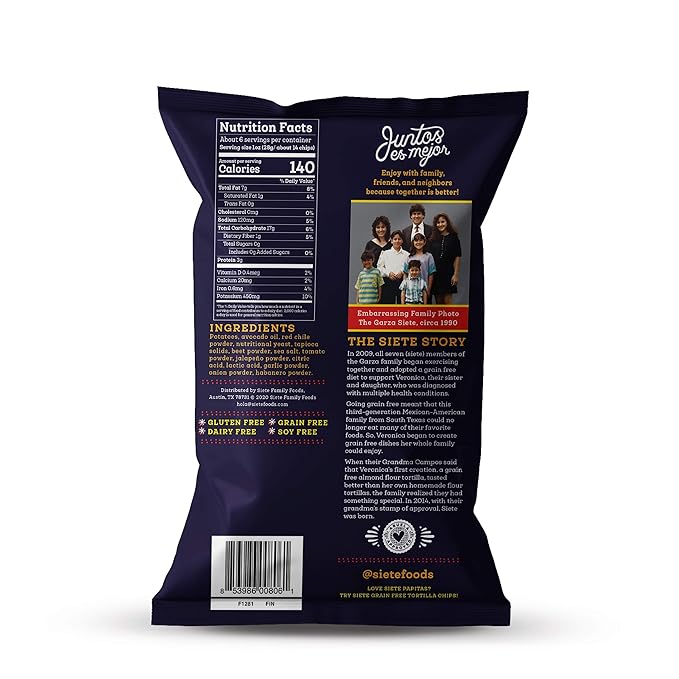 Siete Grain Free Potato Chips - Kettle Cooked | Gluten Free Chips | Vegan Snacks | Non GMO | Variety Pack, Sea Salt, Sea Salt & Vinegar, Fuego, Chipotle BBQ (Pack of 8)