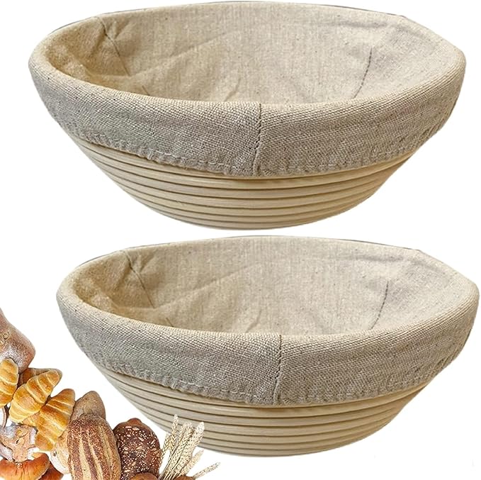 9 Inch Round Bread Banneton Proofing Basket Set of 2 ??Sourdough Proofing basket kit for Artisanal Baking ??Bread Making Tools For Professional & Home Bakers (9 inch round- 2 pack)