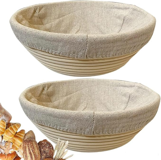 9 Inch Round Bread Banneton Proofing Basket Set of 2 ??Sourdough Proofing basket kit for Artisanal Baking ??Bread Making Tools For Professional & Home Bakers (9 inch round- 2 pack)