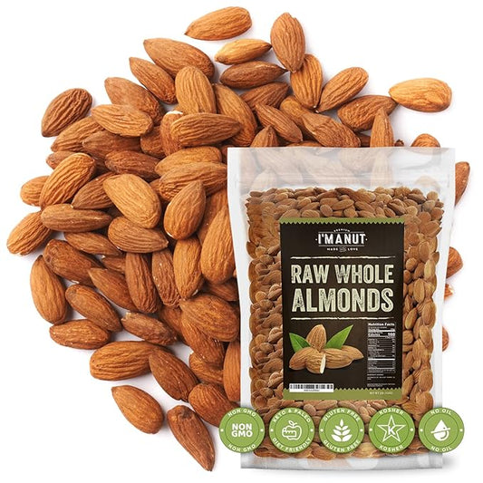 Raw California Almonds 32 oz (2 lbs) | Natural | Whole | Batch Tested Gluten & Peanut Free | No PPO | Non-GMO | No Herbicide | Healthy Protein boost | Premium Quality | for Snacking, Baking, Cooking