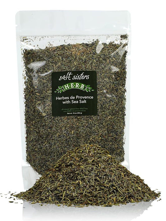 s.a.l.t. sisters Herbes de Provence with Sea Salt | All-Natural, Gluten Free, MSG Free, Non-GMO | Dried Herbs & Salt Seasoning | Versatile Use for Meat, Fish, Vegetables, and More | 1lb
