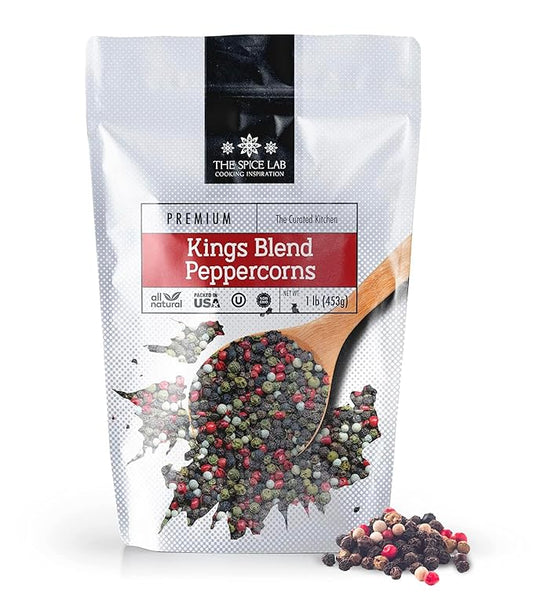 The Spice Lab Rainbow Peppercorns - Mixed Peppercorns Whole ??1 Pound Resealable Bag - Kings Peppercorn Medley - All Natural OU Kosher Gluten Free - Rainbow Peppercorns For Grinder Refill