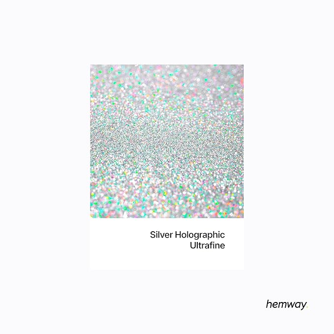 Hemway Premium Glitter Shaker - Silver Holographic | Ultrafine Metallic Flake Sequins for Resin & Epoxy Crafts | Craft Supplies for Tumblers, Festival, Face, Body, Eye & Nail Art Decoration | 115 g