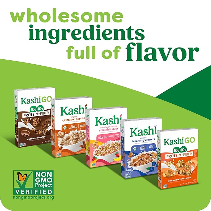 Kashi GO Protein Cereal, 10g Protein, 10g Fiber, Chocolate Crunch, 16oz Box (1 Box)