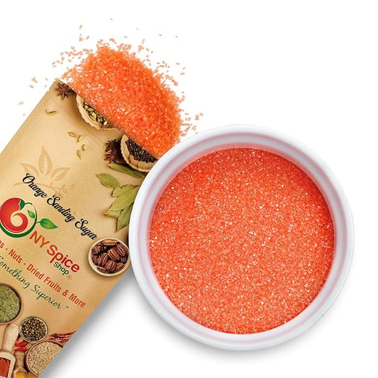 NY Spice Shop Orange Sanding Sugar - 8 Ounce Sweet Colorful Edible Sprinkles For Candy Dish - Sugar Sprinkles For Cake Decorating Cookies Basket & Dishes