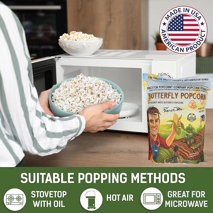 Princeton Popcorn Baby White Popcorn Kernels, Tender & Small, Non GMO, Hulless, Farmer Direct, Gluten Free, 2lb Bag for Popping, Ideal for Oil Popcorn Popper, Microwave Popcorn or Air Popper