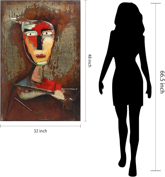 Empire Art Direct Homme III Mixed Media Iron Hand Painted Dimensional Wall Art, 48" x 32" x 2.2", Ready to Hang