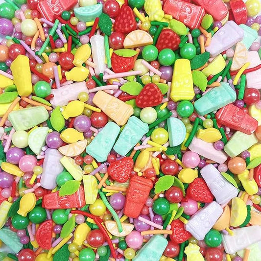 Sentovac Summer Fruit Sprinkle Edible Cake Decorating Watermelon Strawberry Orange Pineapple MIx Sprinkle for Cake Cupcake Topper Cookie Baking Decorations Party Birthday Supplies