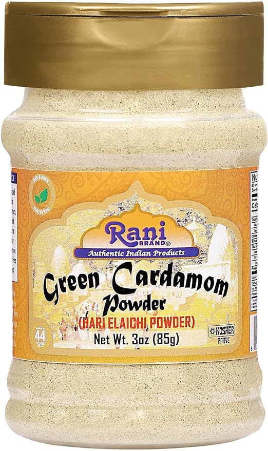 Rani Green Cardamom Pods Powder, Ground with Green Husks (Hari Elachi) 3oz (85g) PET Jar ~ All Natural | Vegan | Gluten Friendly | NON-GMO | Kosher | Product of India