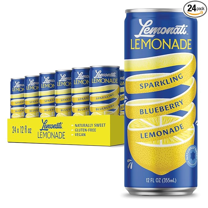 Lemonati Lemonade Sparkling Blueberry Lemonade, No Artificial Sweeteners or Flavoring, Gluten-Free