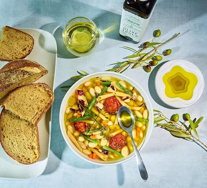Olive Truck California Extra Virgin Olive Oil - Made from Early Harvest Olives, Authentic & Filtered, Glass Bottle, Cold-Pressed High Polyphenol Olive Oil - Frantoio (Italian) 16.9 fl oz (Pack of 1)