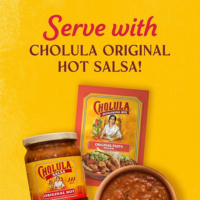 Cholula Seasoning Mix, Original Fajita, Medium Heat, For Chicken, Steak, Shrimp & Veggie Fajitas, 0.87 oz (Pack of 12)