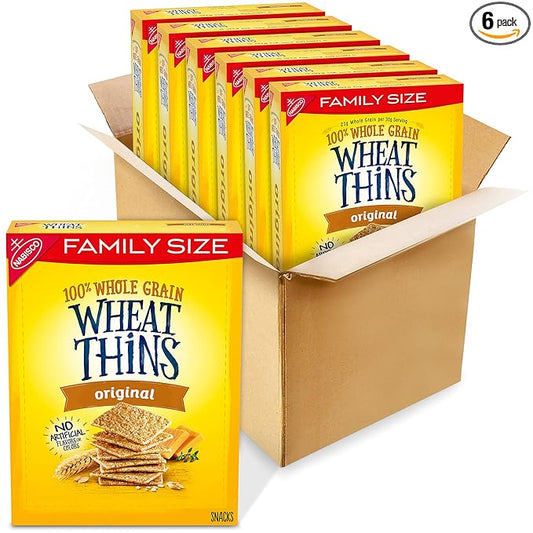 Wheat Thins Original Snacks, Whole Grain Wheat Crackers, Bulk Snack Crackers, Family Size, 6 - 14 oz Boxes