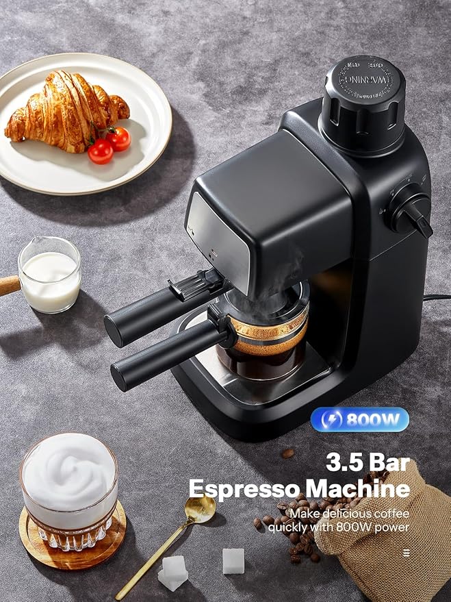 Espresso Machine 3.5 Bar, 800W Compact Size Coffee Maker with Steam Wand, 4 Cups Cappuccino & Latte Machine for Home and Office