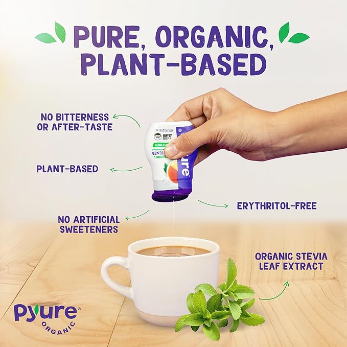 Pyure Organic Liquid Stevia Extract Sweetener ??Zero Calorie, Sugar Free, Keto Friendly, Plant-Based Sugar Substitute ??Non-GMO, Diabetic Friendly, Zero Carb, No Aftertaste ??Simply Sweet ??1.8 fl oz