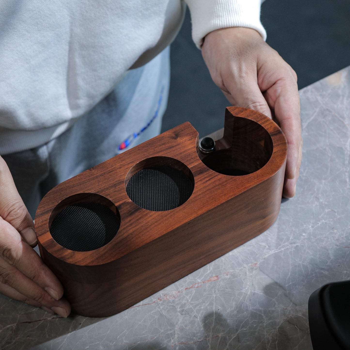 KNODOS Espresso Tamping Station 54mm For Breville Espresso Machine Accessories,Rosewood Portafilter