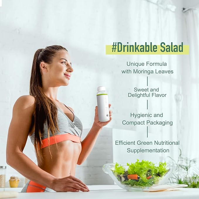 High-Fiber Drink Mix ??5 Salads in One, Moringa & Superfood Blend, Vegan, Nutrient-Rich, 2 Packets