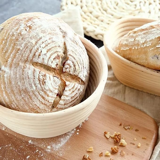 7 Inch Round Bread Banneton Proofing Basket Set of 2 Sourdough Proofing Basket kit for Artisanal Baking ??Bread Making Tools For Professional & Home Bakers (7 inch round- 2 pack)