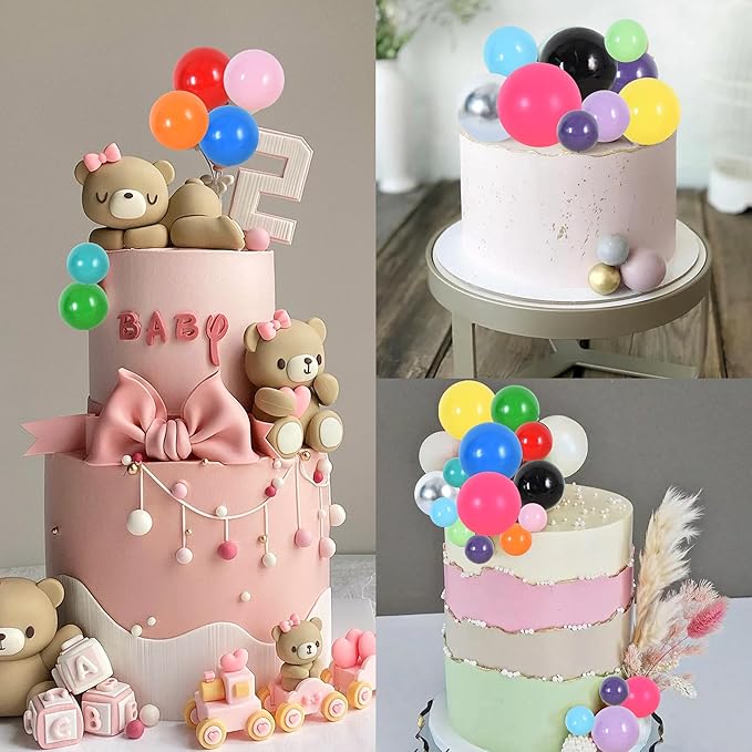 BEISHIDA 20 PCS Light Green Mini Ball Cake Toppers Foam Cake Balls Decoration Supplies for Happy Birthday Anniversary Wedding Baby Shower Cake Decorations