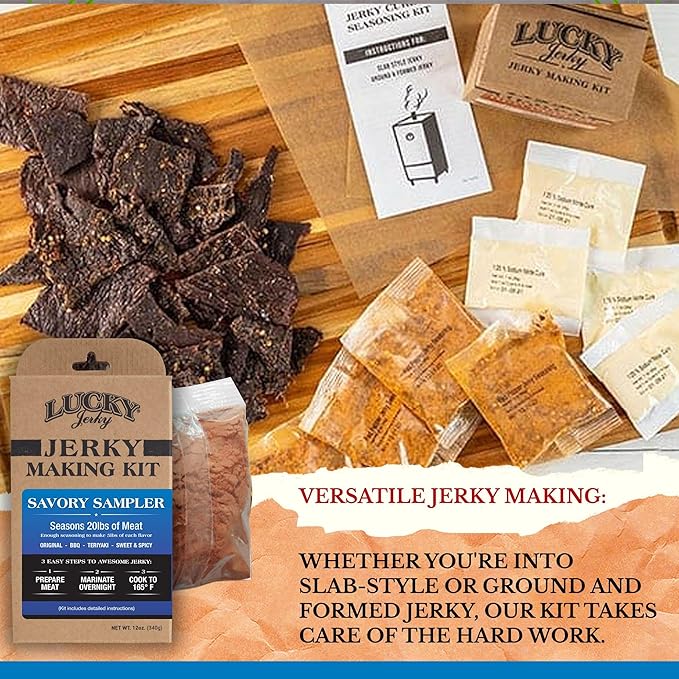Lucky Jerky Seasoning Bundle Kit- Savory Sampler & Spicy Sampler