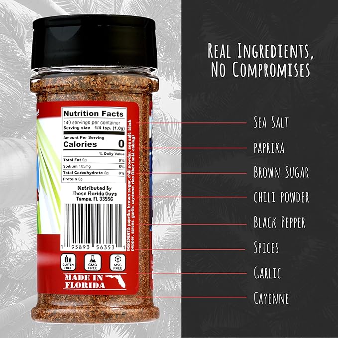 Gulf bbq Seasoning - Unique Blend of Smoky, Tangy, Sweet Heat for Authentic Florida bbq Flavor, 130g - Perfect Grilling Seasonings and Rubs for Beef, Pork, Chicken, Venison & More
