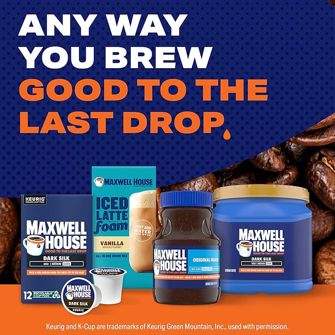 Maxwell House Dark Silk Dark Roast Ground Coffee, 24.5 oz Canister