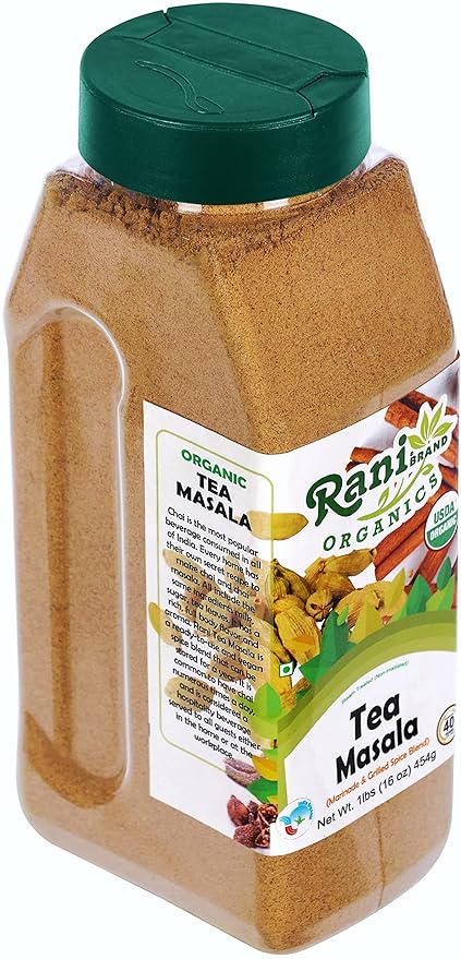 Rani Organic Tea (Chai) Masala Indian Spice Blend 16oz (1lb) 454g PET Jar ~ All Natural | Vegan | Gluten Friendly | NON-GMO | Indian Origin | USDA Certified Organic