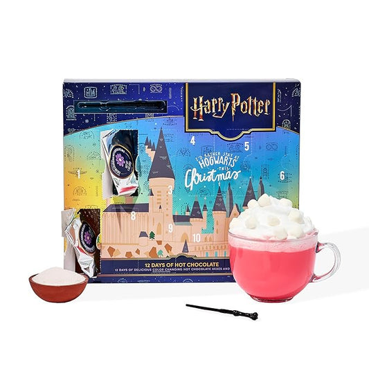 HARRY POTTER 12 Days of Hot Chocolate, Includes 12 Color-Changing Hot Chocolate Mixes in 4 Colors and 1 Stir Wand, Officially Licensed, Advent Calendar 2025