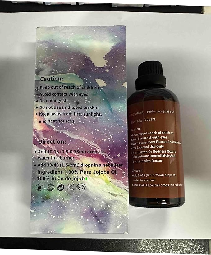 yethious Jojoba Oil Organic Cold Pressed Unrefined Pure Jojoba Oil for Essential Oils Mixing, Skin, Hair Growth, Face, Nails, Massage - 3.38 Fl Oz