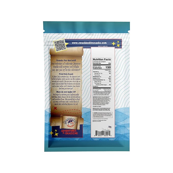 Japanese Tempura Kelp Snack Chips ??Original Flavor, 5.29oz, Authentic Japanese Snack by Swashbuckle Snacks, Made in Japan