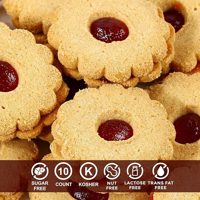 Sugar Free Cookies by Stern?™s Bakery | [10 Count] Strawberry Filled Linzer Tarts | Sugar Free Cookies and Snacks for Diabetics | Low Carb Snacks for Adults