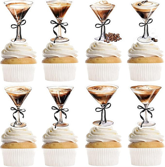 24Pcs Espresso Martinni Cupcake Toppers, Coffee Martini Cupcake Decorations, A Tiny Bit Older Bridal Shower Party Supplies, Bachelorette Decor
