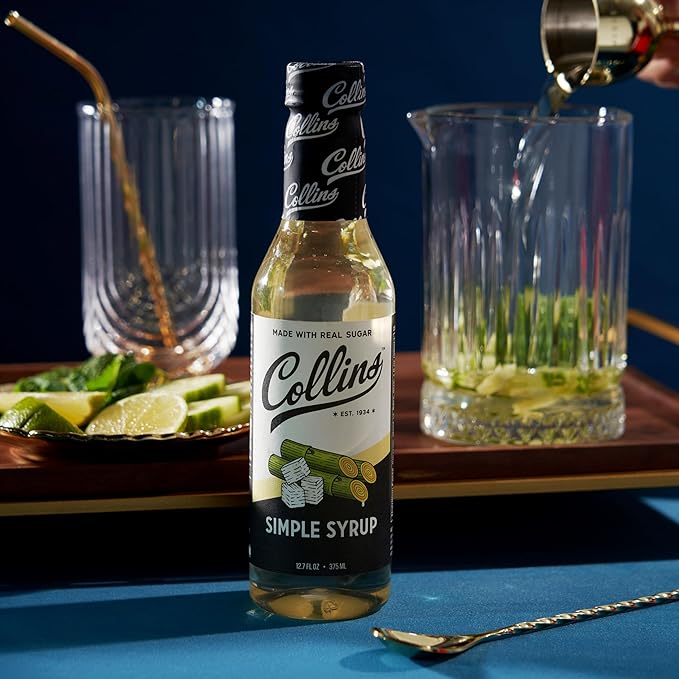Collins Simple Syrup, Classic Simple Syrup, Soda Water Flavors for cocktails, Old Fashioned Syrup, 12.7 Ounces, Set of 1